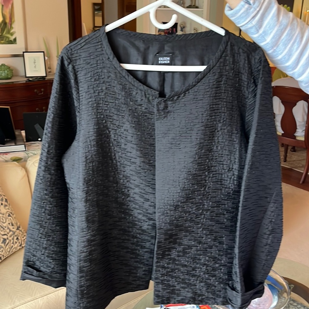 Eileen Fisher dress jacket. Black size Large pucker